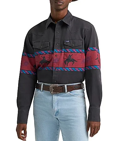 Vintage Inspired Bronc Riding Woven Shirt