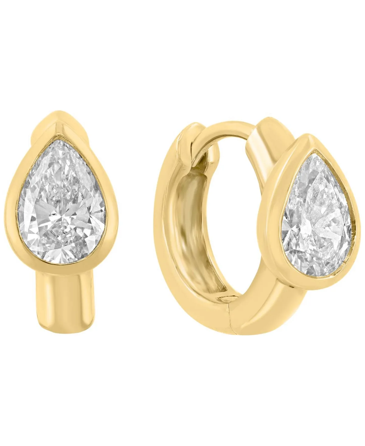 Lab-Grown Diamond Pear Huggie Earrings (1 ct. t.w.) in 14k Yellow Gold by Effy Collection