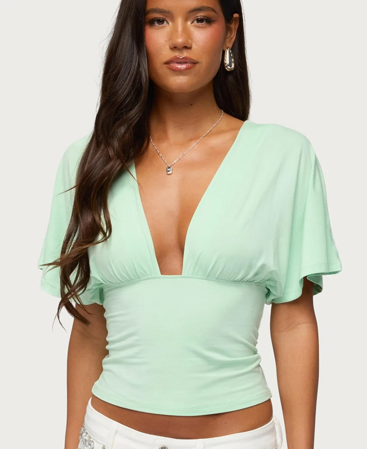 Betee Flutter Plunge Neck Top