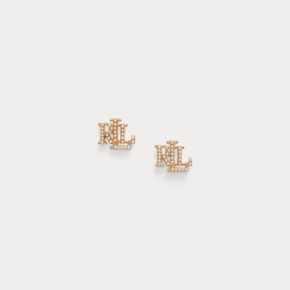 Gold-Tone Faux-Pearl Logo Studs by Lauren Ralph Lauren