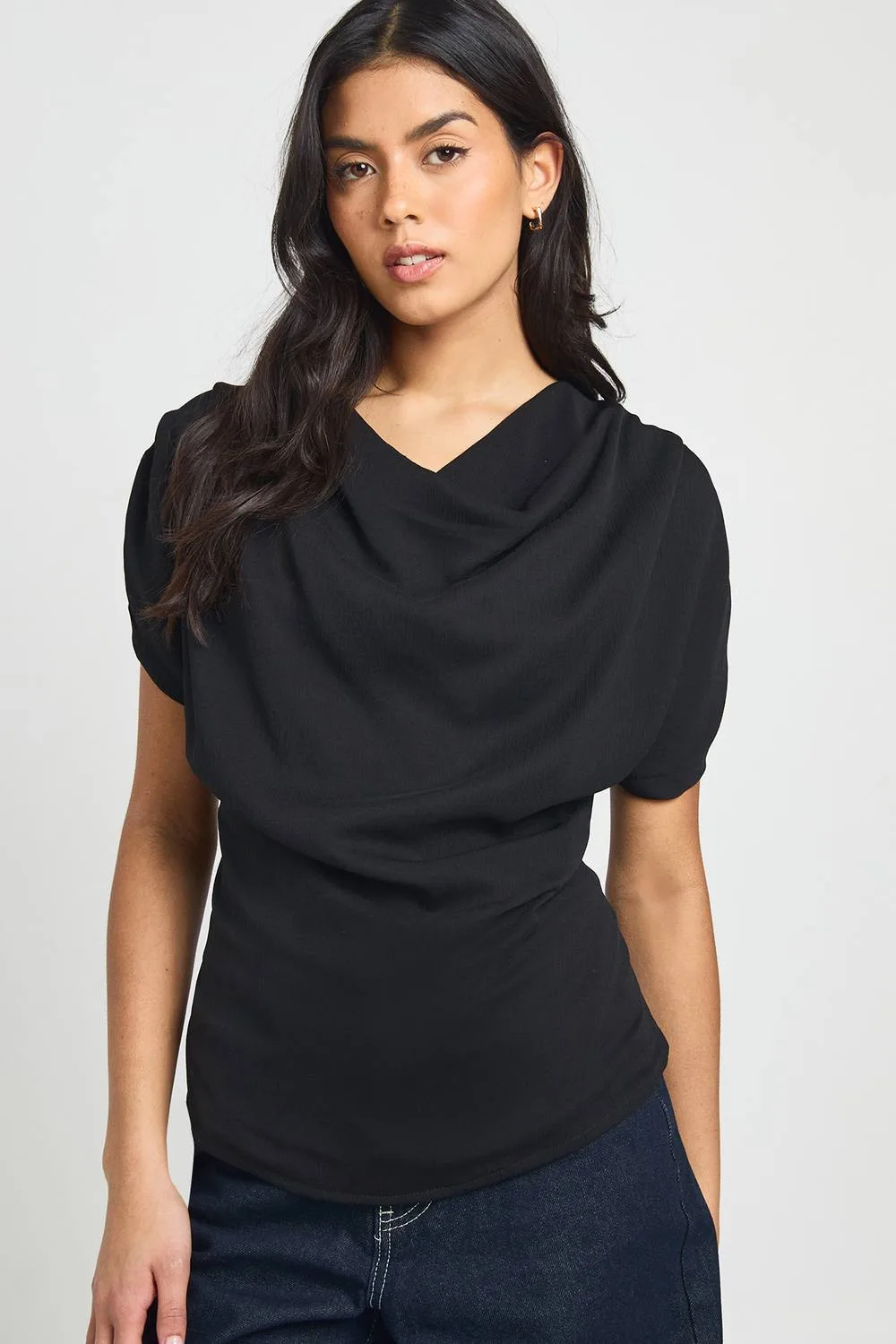 Chiffon High Cowl Neck Top