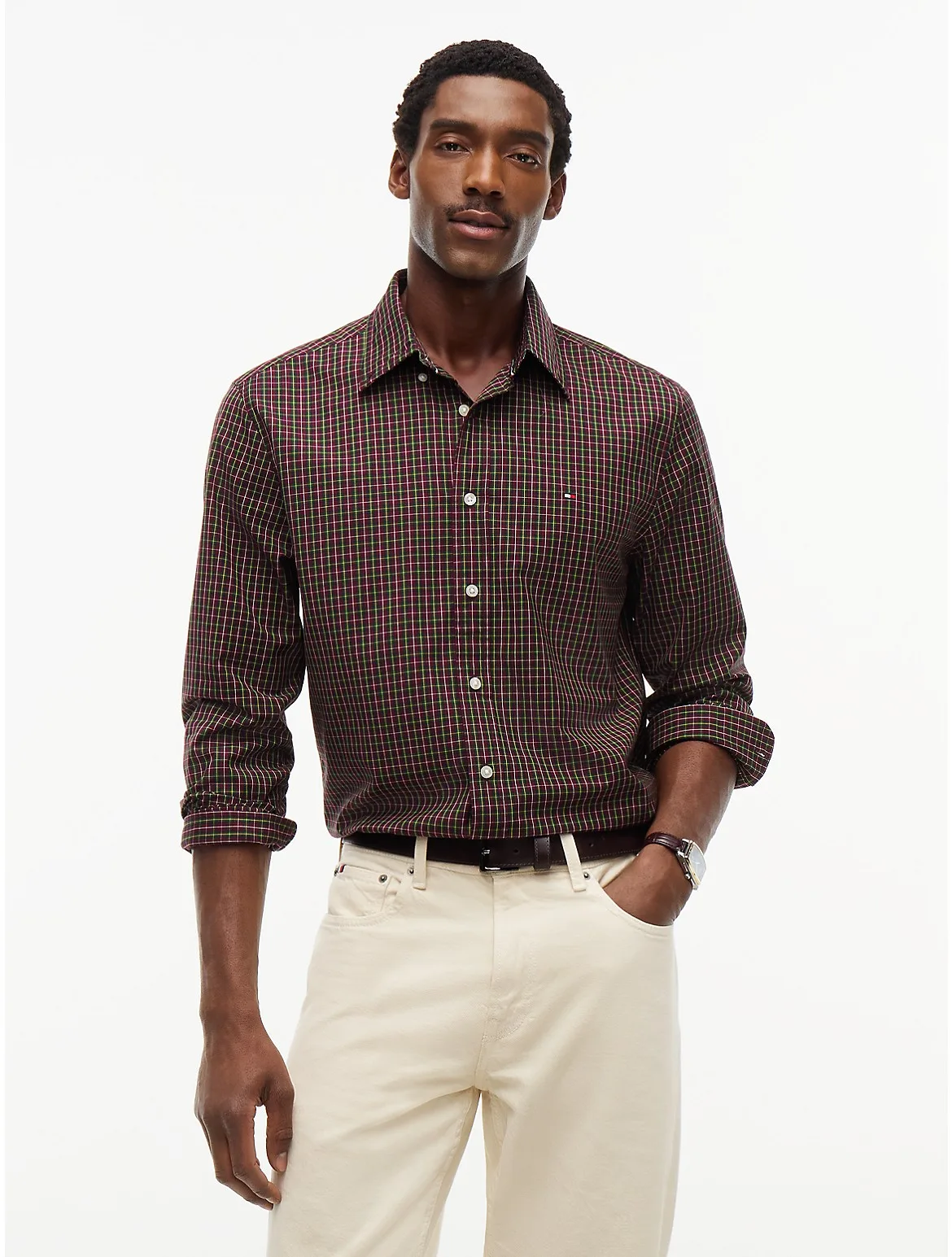 Regular Fit Mini Check Shirt by Tommy Hilfiger