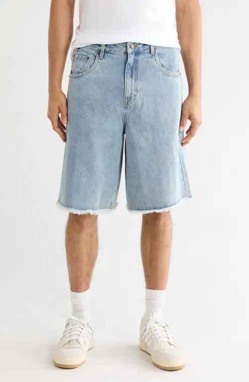 Fray Hem Denim Bermuda Shorts