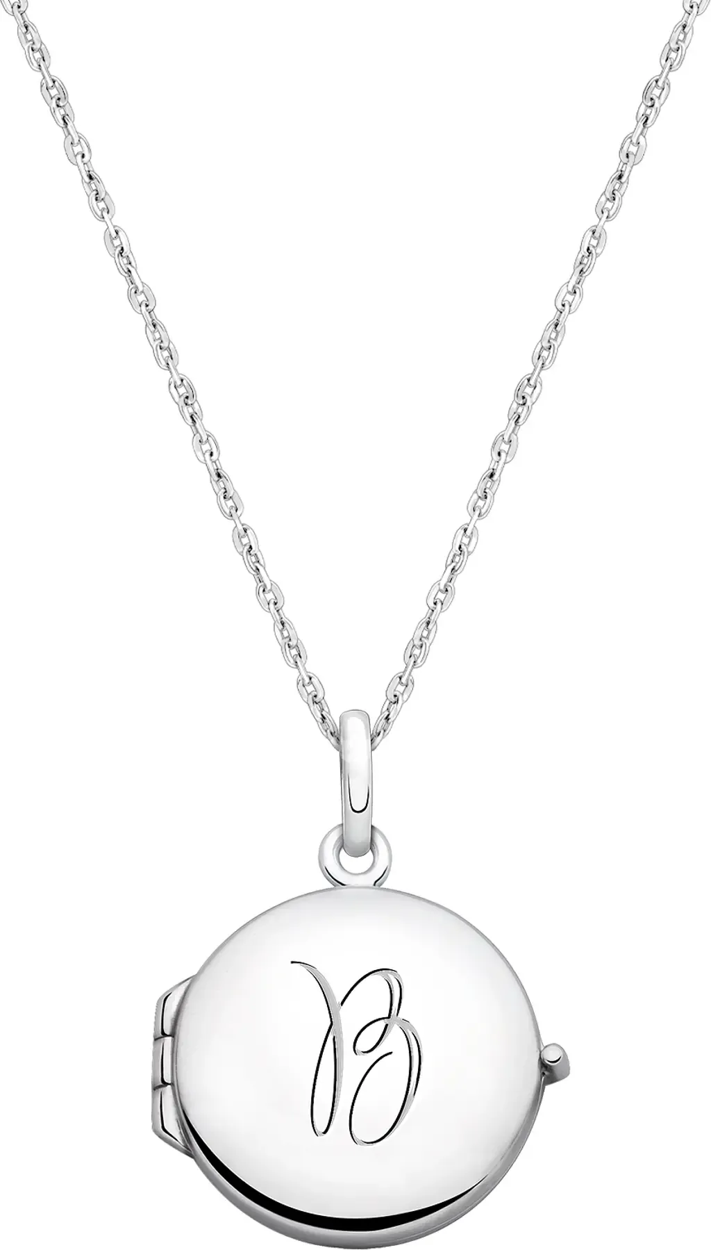 Sterling Silver Round Locket & Engraved Initial 14-16" Necklace by Tiny Blessings