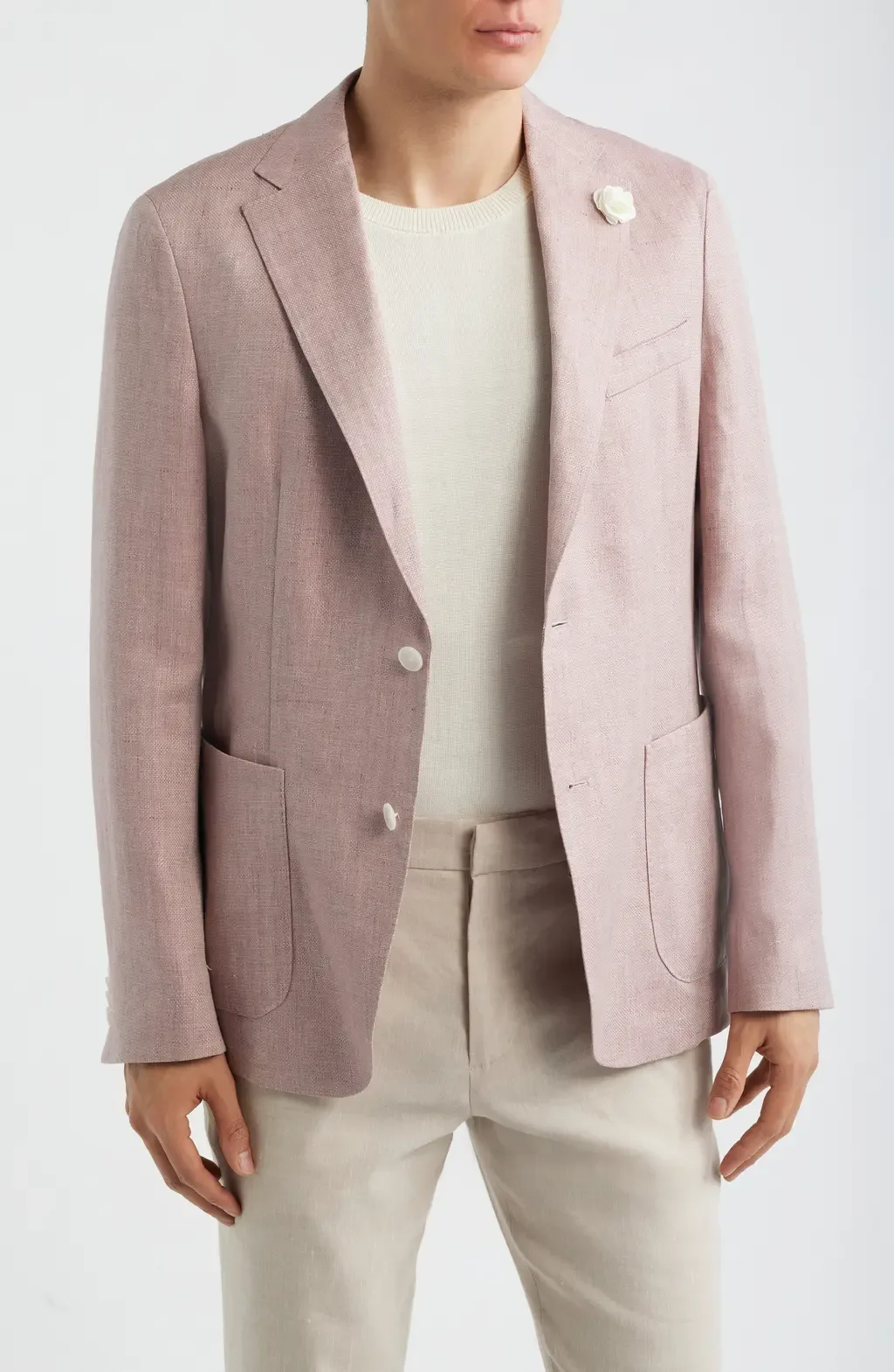 Hanry Slim Fit Pink Mélange Linen Blend Sport Coat