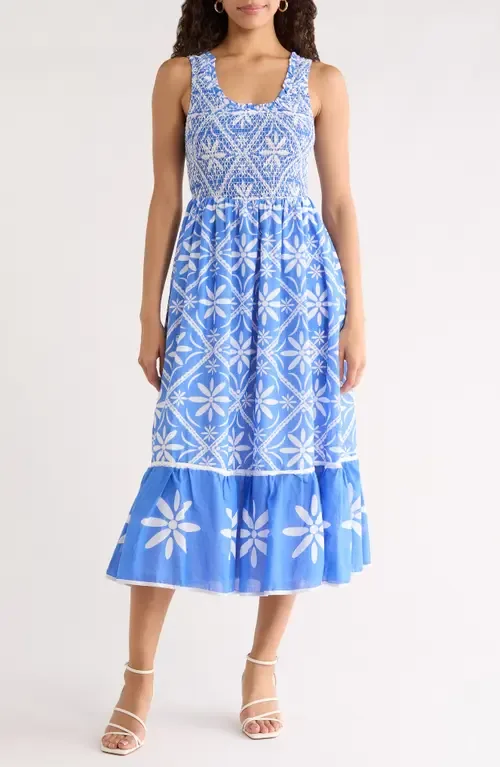 Alexie Floral Jersey Smocked Midi Sundress