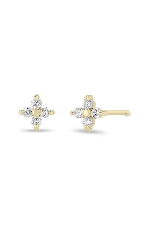 Small Diamond Quad Stud Earrings in 14K Yellow Gold by Zoë Chicco