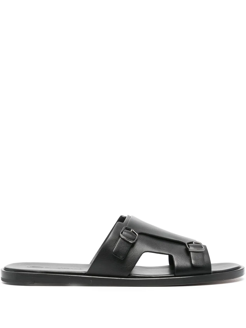 Double-Buckle Leather Sandals