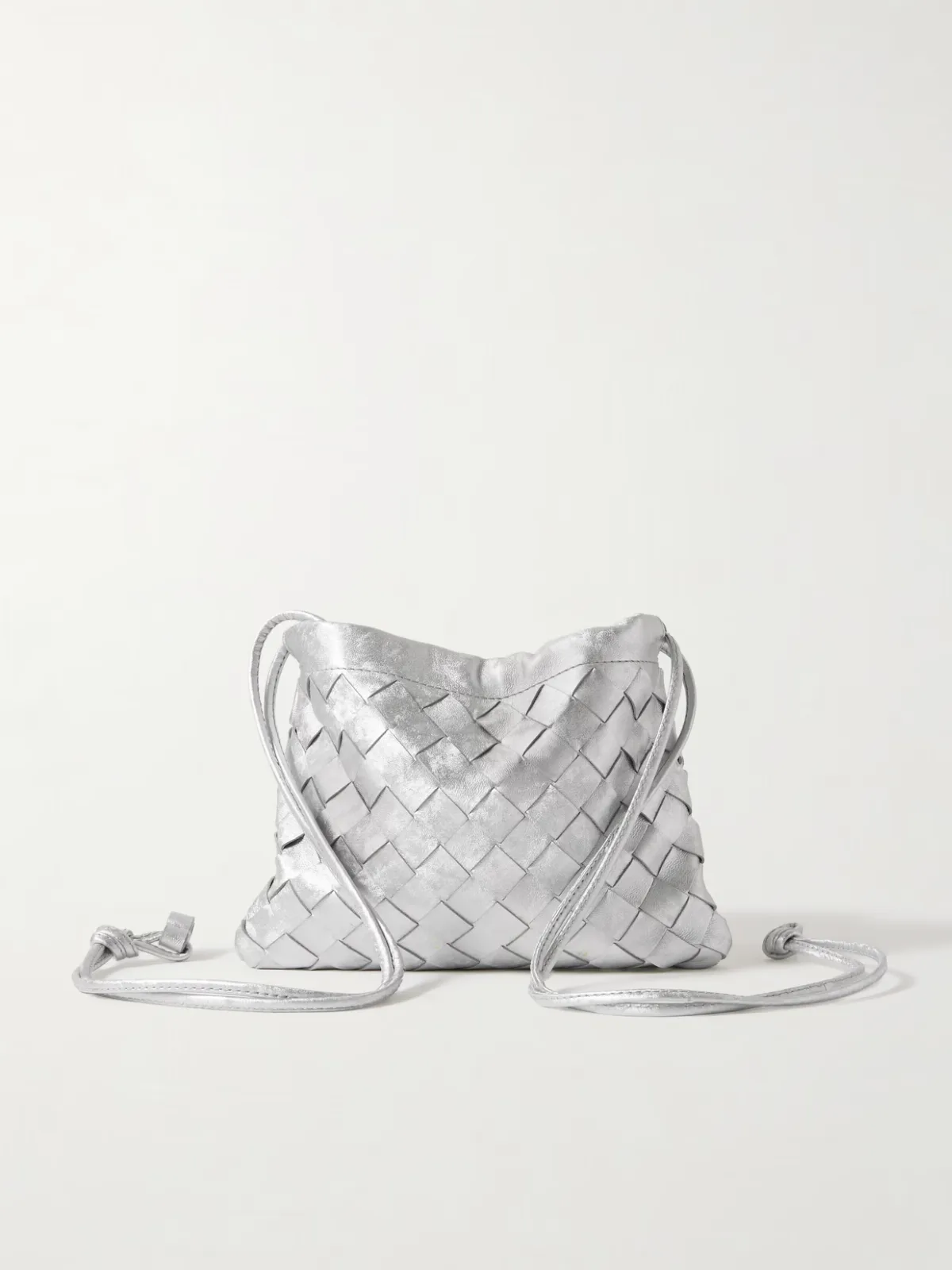 - Dustbag Small Intrecciato Metallic Leather Pouch - by Bottega Veneta