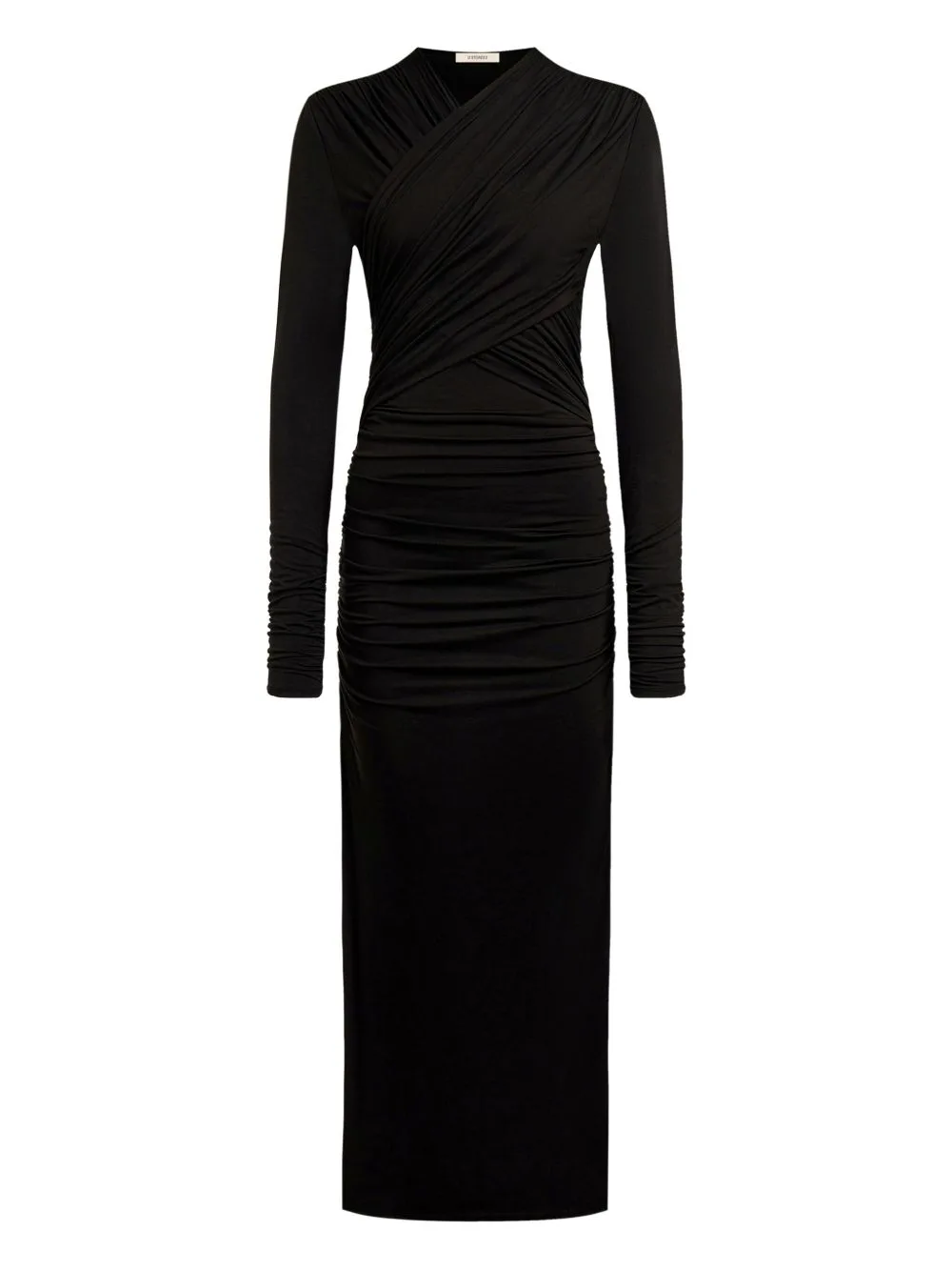 Draped Cowl-Neck Midi Dress