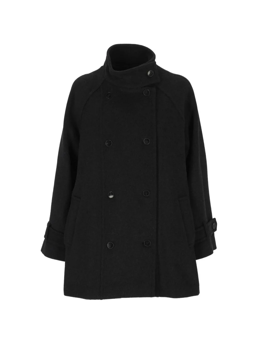 Double-Breasted High-Neck Coat