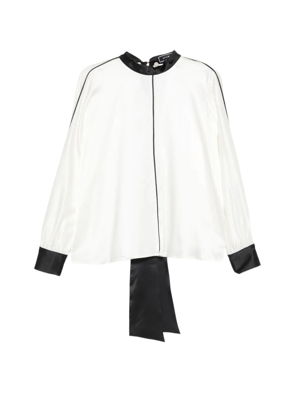 Piped-Trim Kimono-Sleeve Blouse