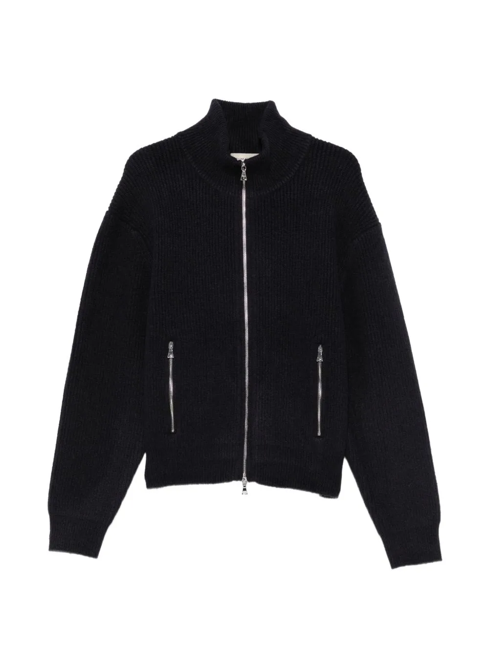 Zip-Up Ribbed-Knit Cardigan