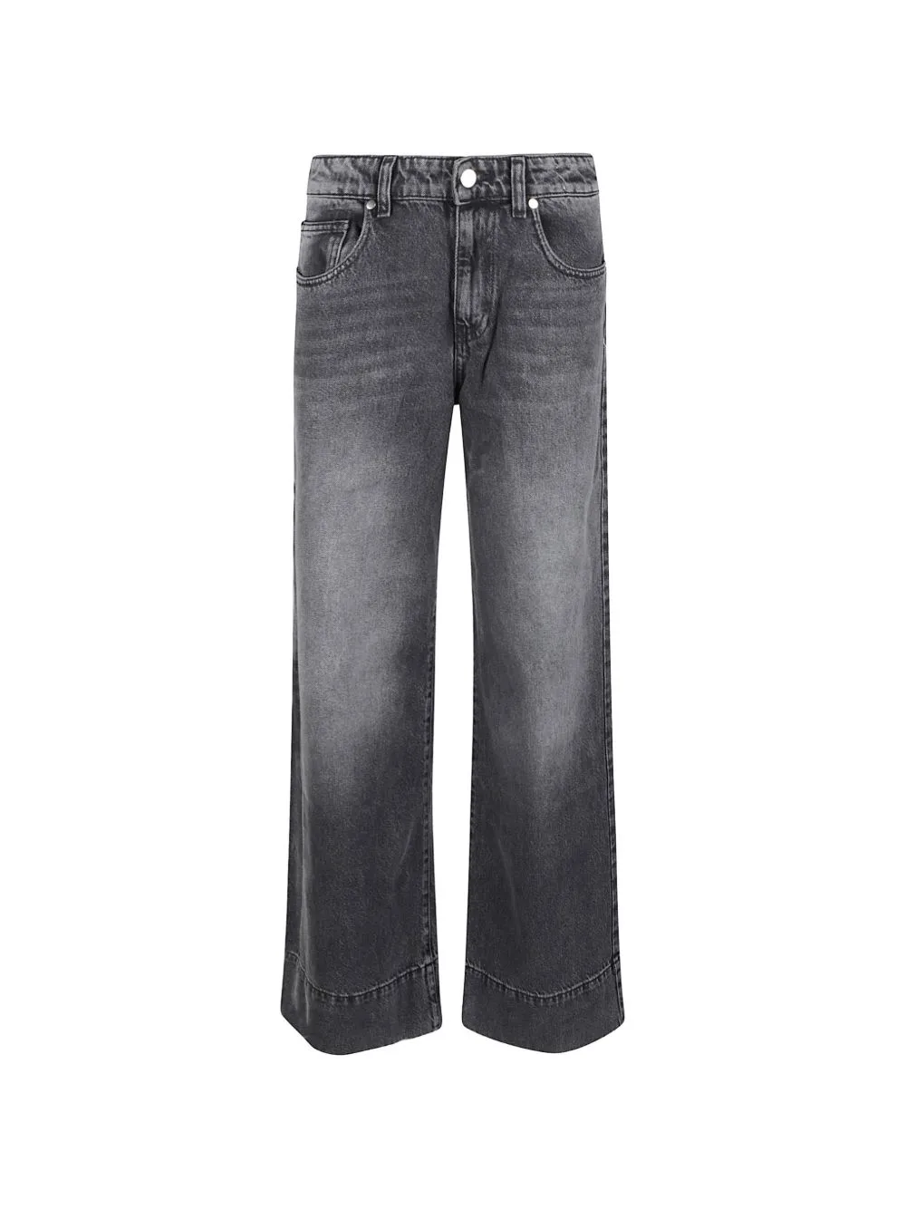 Faded-Effect Wide-Leg Jeans