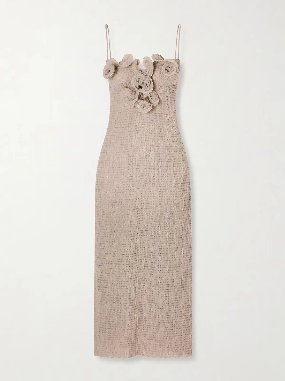 - Embellished Textured Woven Midi Dress -
