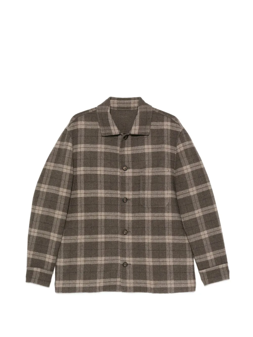 Check-Pattern Wool Shirt Jacket