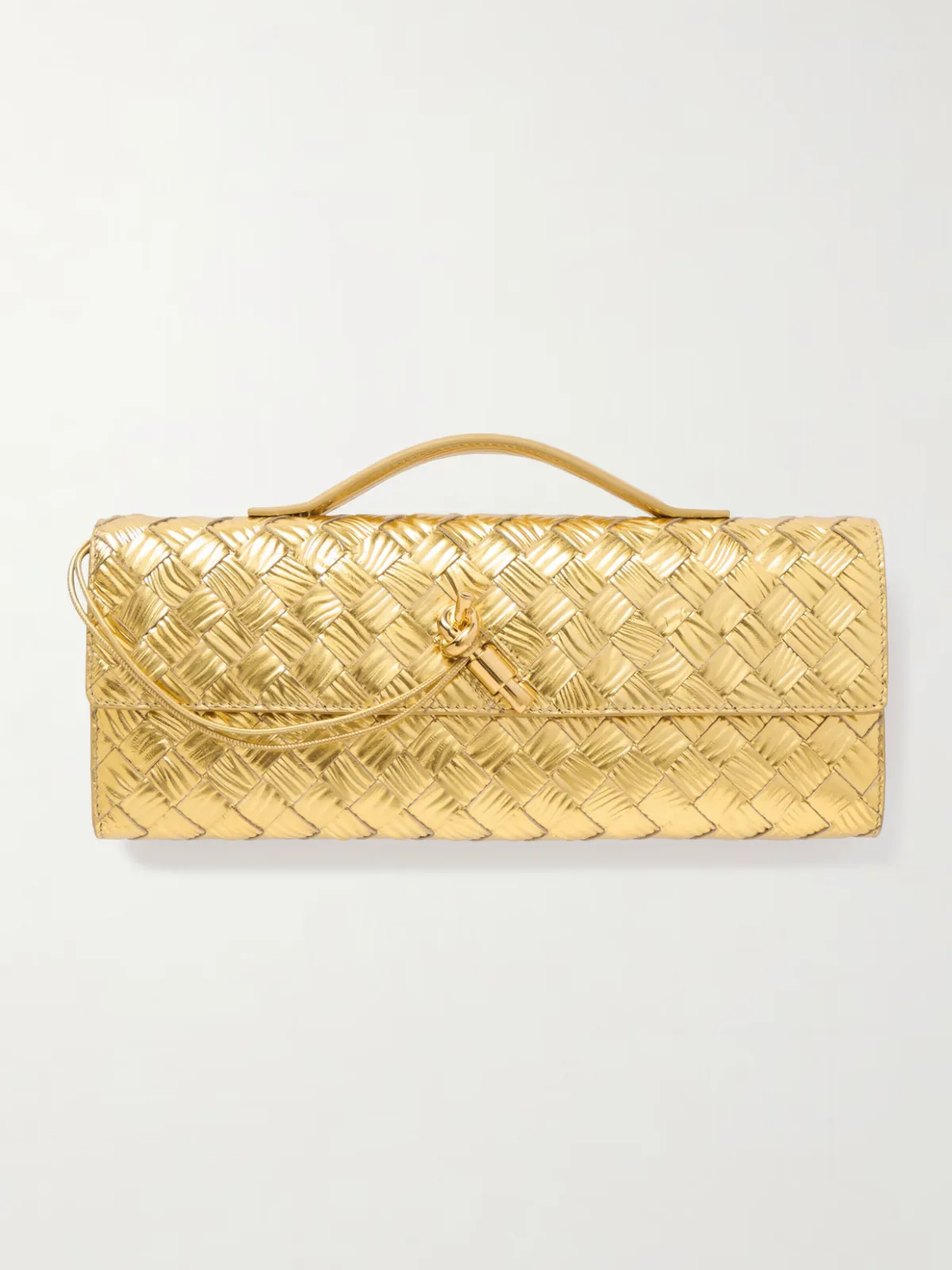 - Long Andiamo Intrecciato Metallic Leather Clutch -