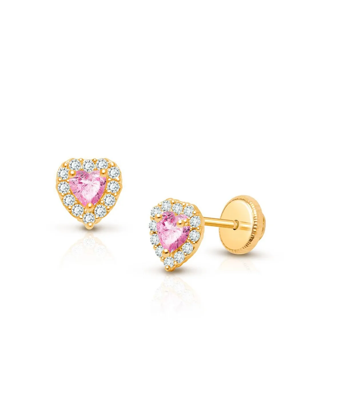 14K Gold Blissful Heart Studs Screw Back Earrings by Tiny Blessings