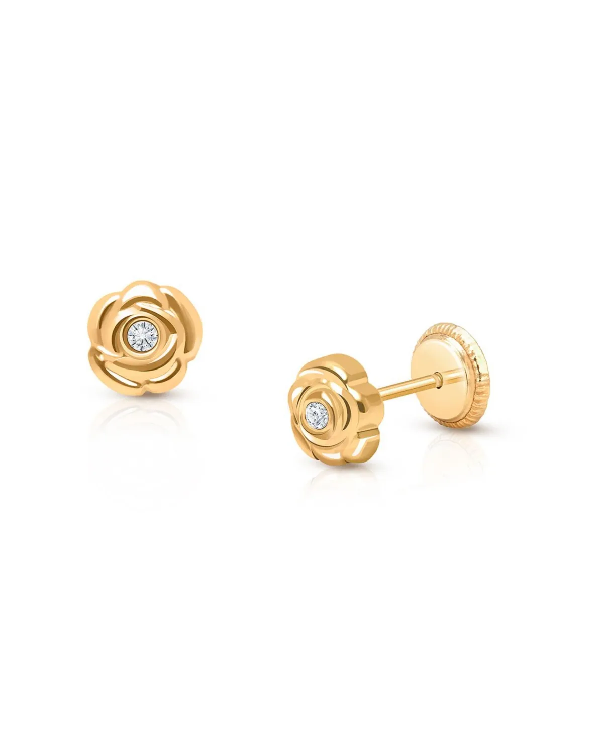 14K Gold Blushing Rose Studs Screw Back Earrings by Tiny Blessings