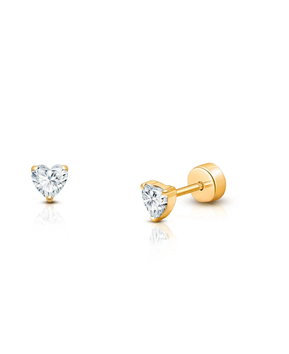 Cubic Zirconia Heart Screw-Back Stud Earrings by Tiny Blessings