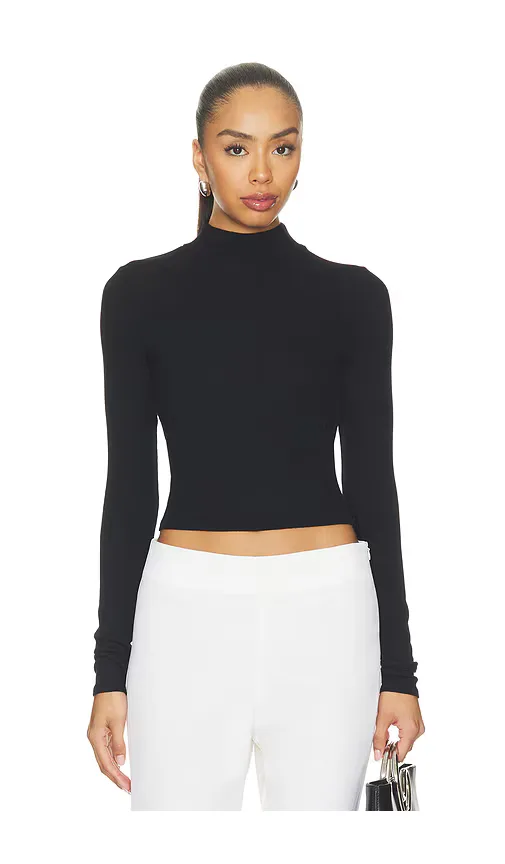 Fluid Silk Rib Mockneck Tee