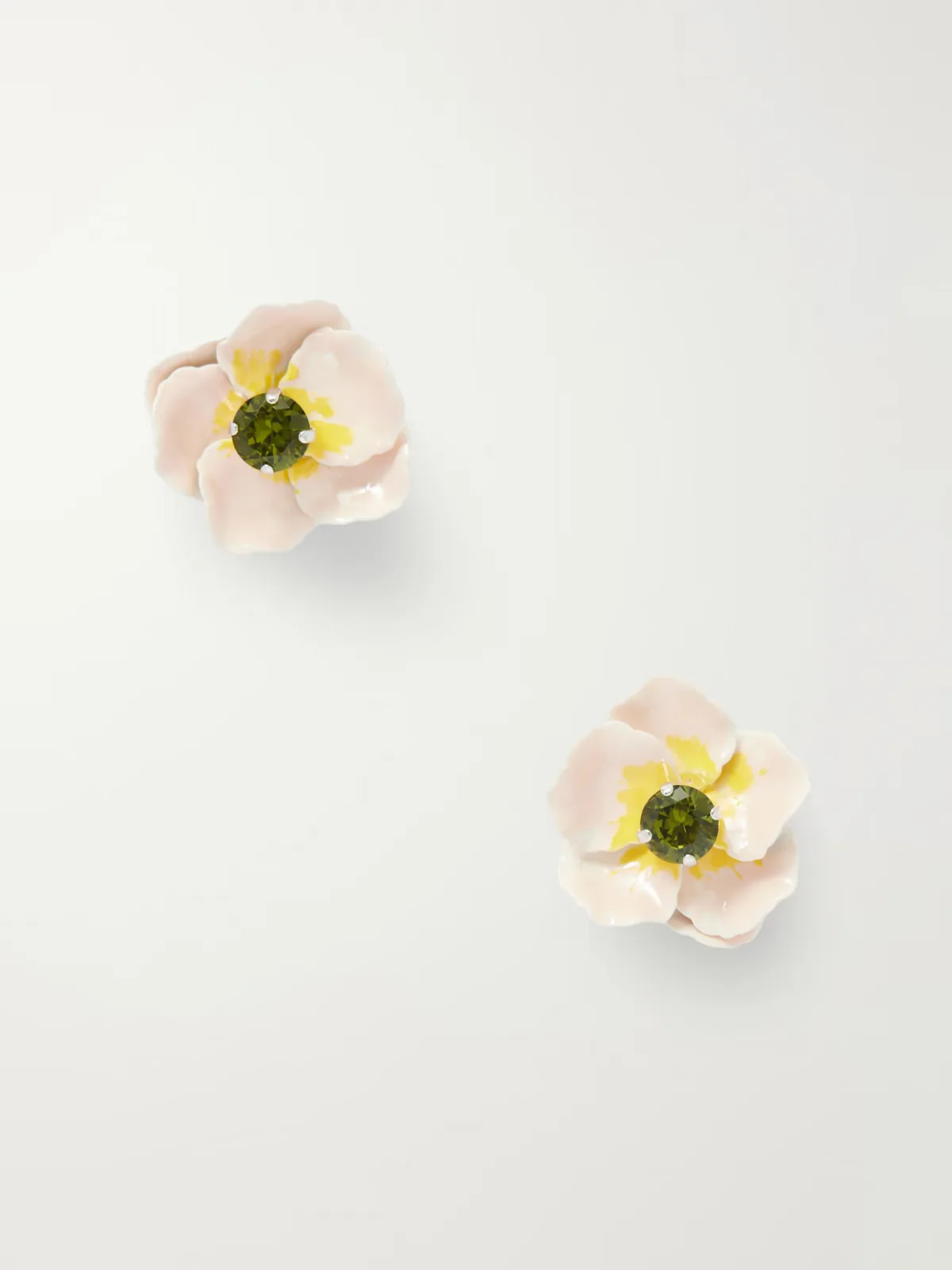 - Blooming Poppy Silver-tone, Crystal And Enamel Earrings -