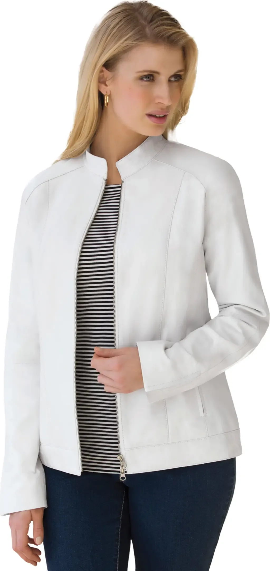 Zip Front Leather Jacket by Jessica London