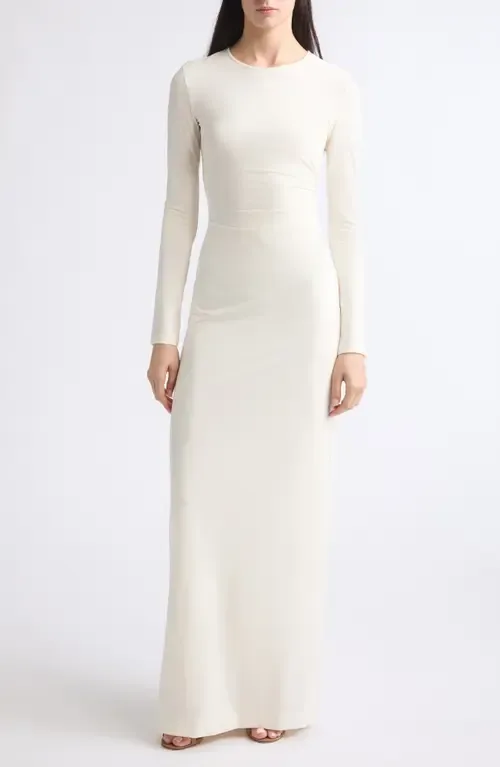 Long Sleeve Jersey Ruched Maxi Dress