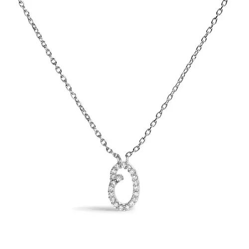 10K Gold Diamond Accent A-Z Initial Script Style Pendant Necklace by Haus of Brilliance