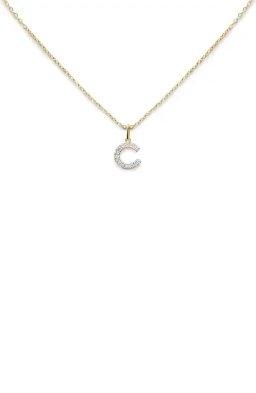 Lab Grown Diamond Initial Pendant Necklace in 14Kt Solid Gold - C by Monica Vinader