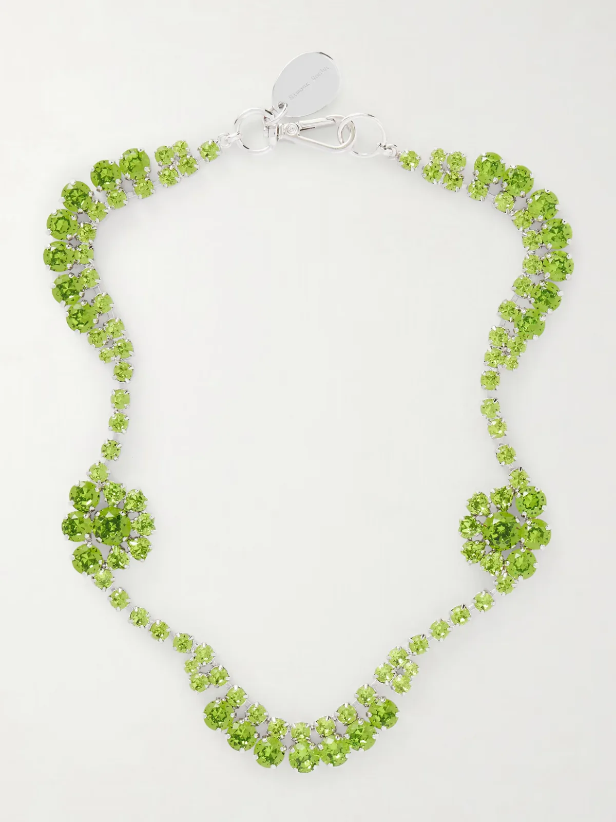 - Scalloped Sepal Silver-tone Crystal Necklace - by Simone Rocha