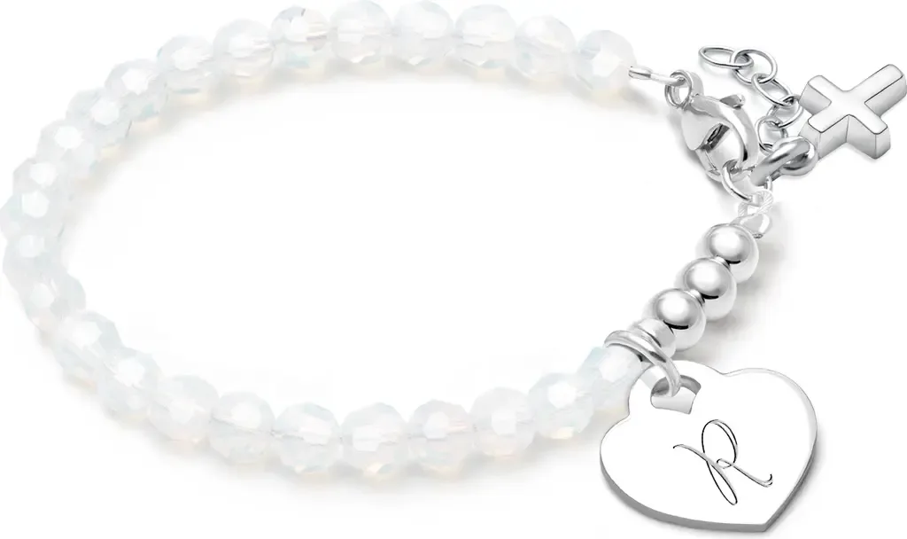 Sterling Silver Signature White Crystal with Cross Bracelet by Tiny Blessings