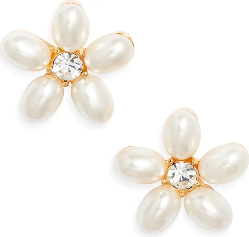 Faux Pearl Flower Earrings by Kenneth Jay Lane
