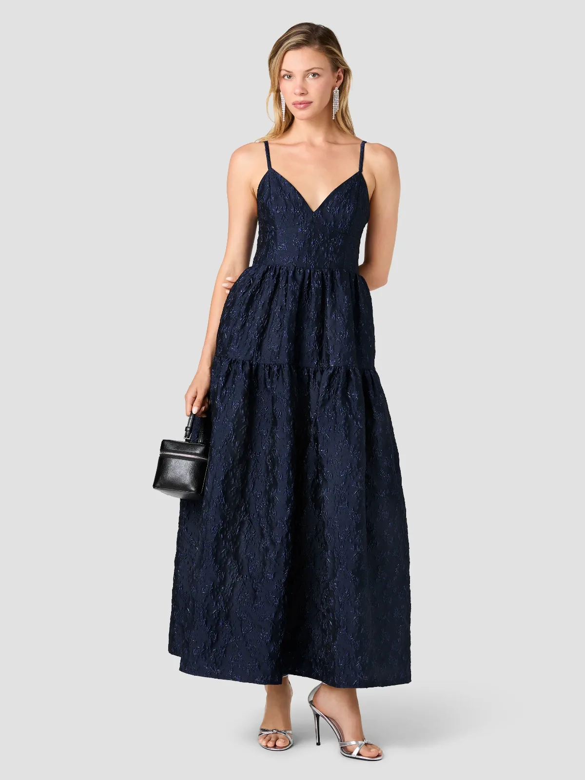 Anaya Floral Jacquard Strappy Maxi Dress