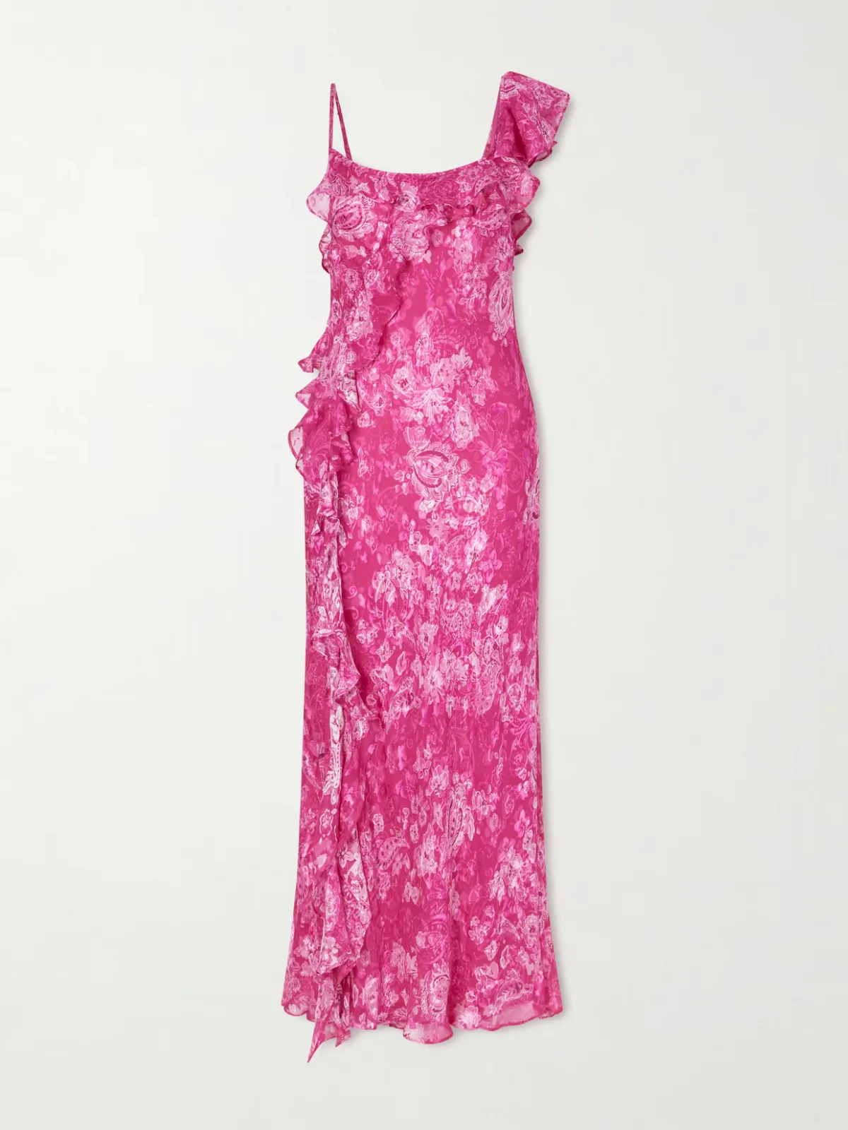 - Ester Ruffled Floral-print Silk-blend Devoré Midi Dress -