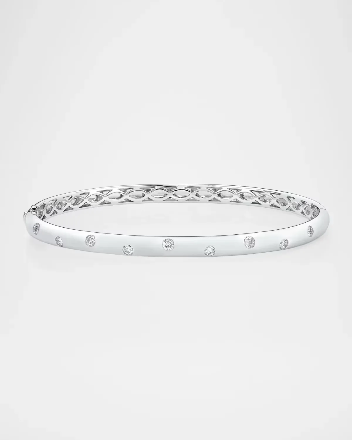 18K White Gold & Diamond.47-.54 TCW Bangle by Memoire