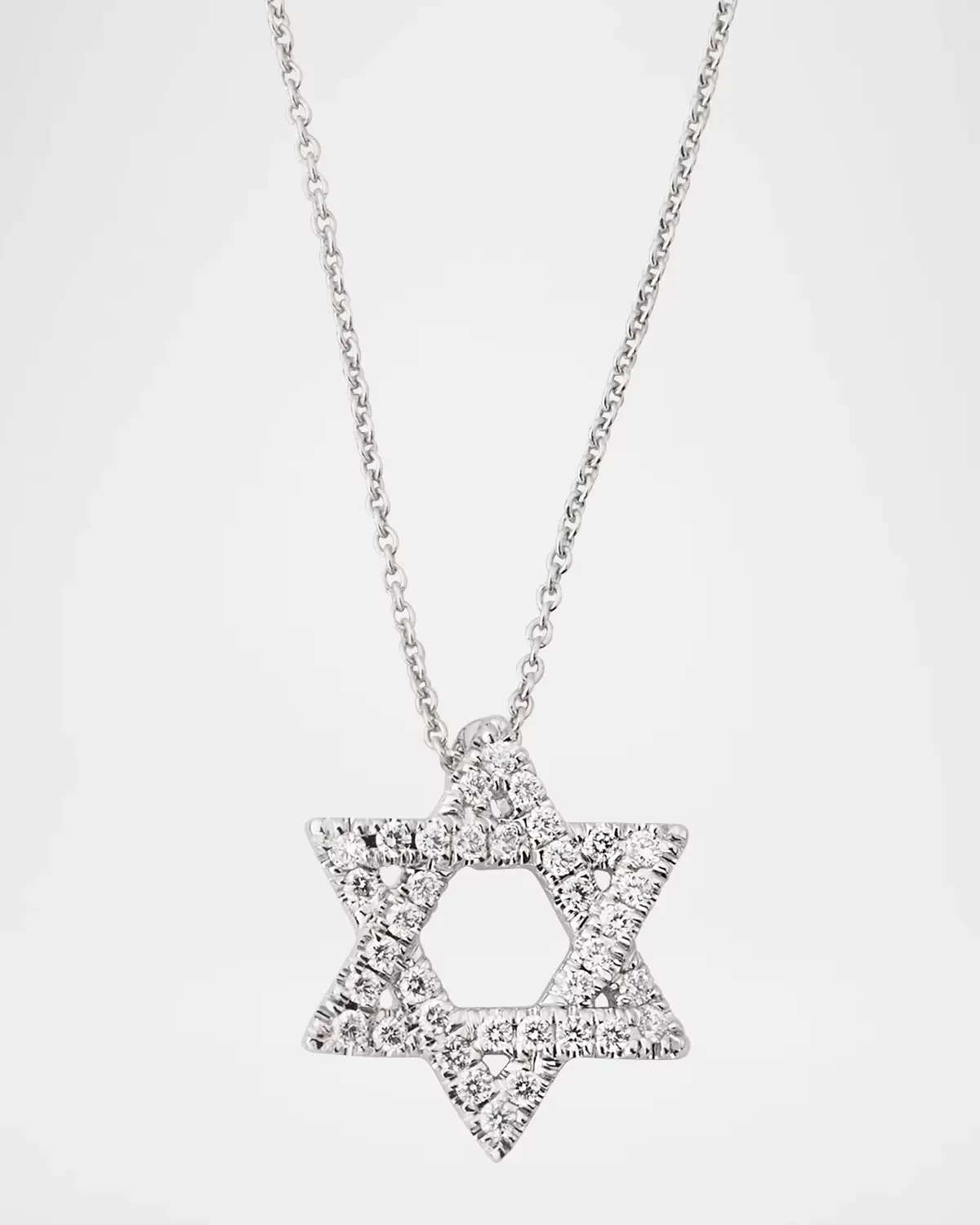 18K White Gold Star of David Diamond Pendant Necklace by Lisa Nik