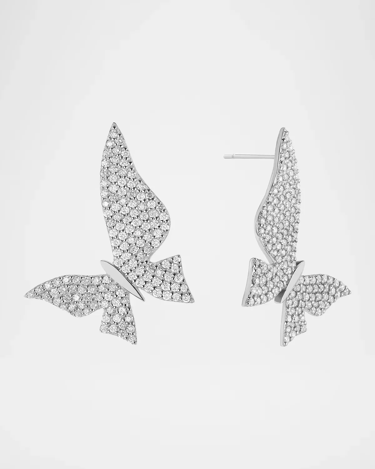 14K White Gold & 1.94 TCW Diamond Large Butterfly Stud Earrings by Lana