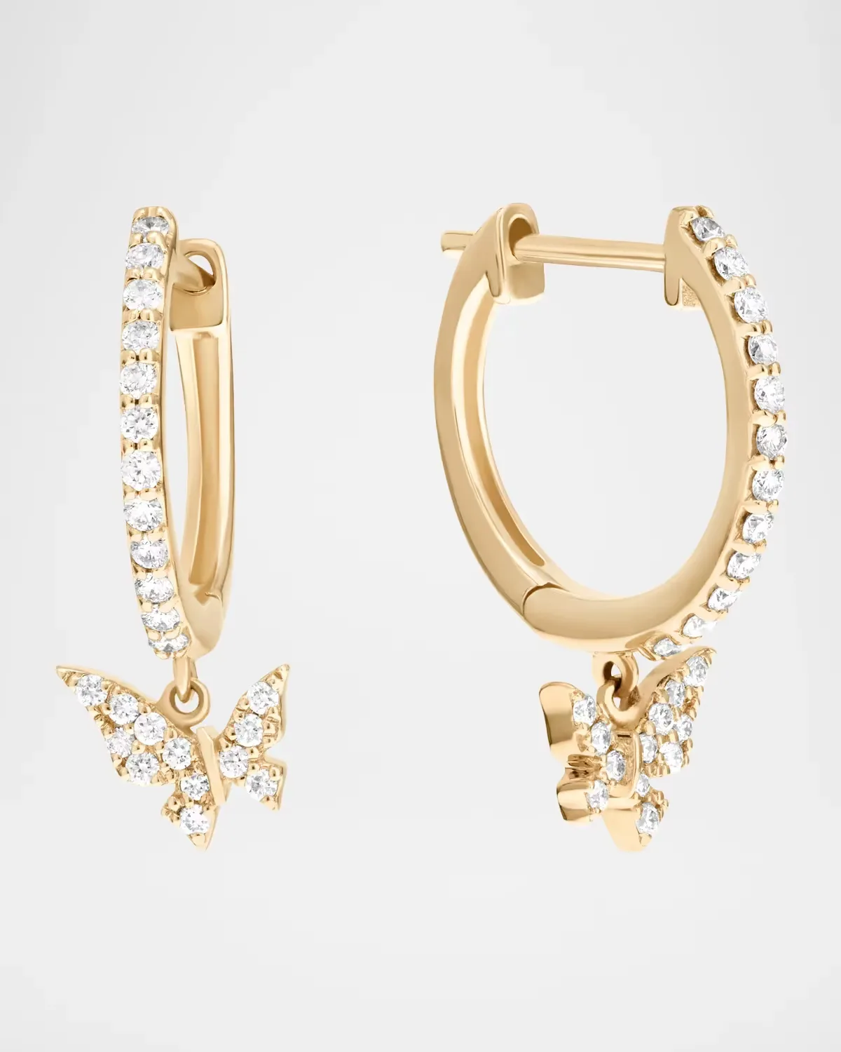 14K Yellow Gold & 0.19 TCW Diamond Mini Butterfly Huggie Drop Earrings by Lana