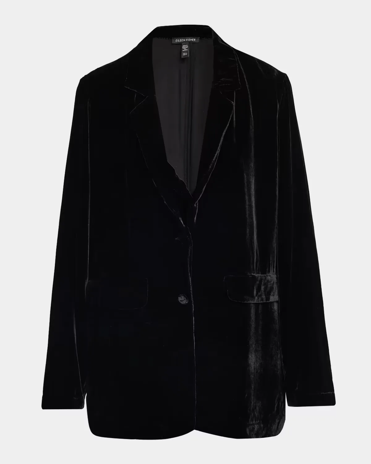 Long Single-Breasted Velvet Blazer