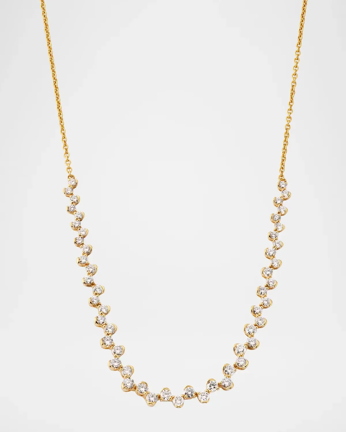 Sparkle 18K Yellow Gold Halfway Diamond Bezel Necklace by Lisa Nik