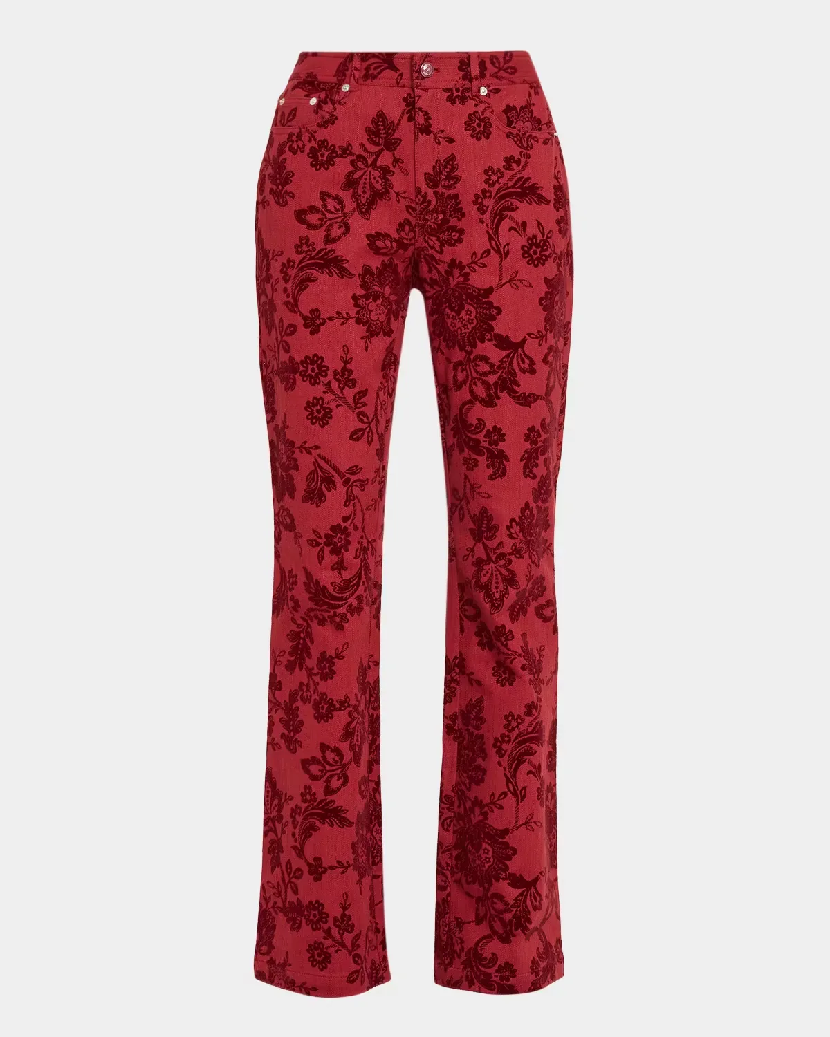 Paisley Flocked Damask Bootcut Pants
