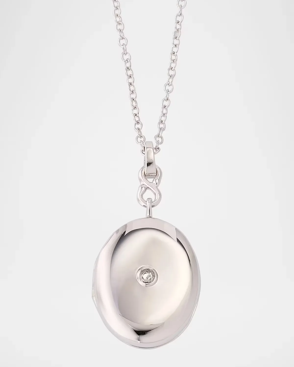 Infinity White Sapphire Locket Necklace by Monica Rich Kosann