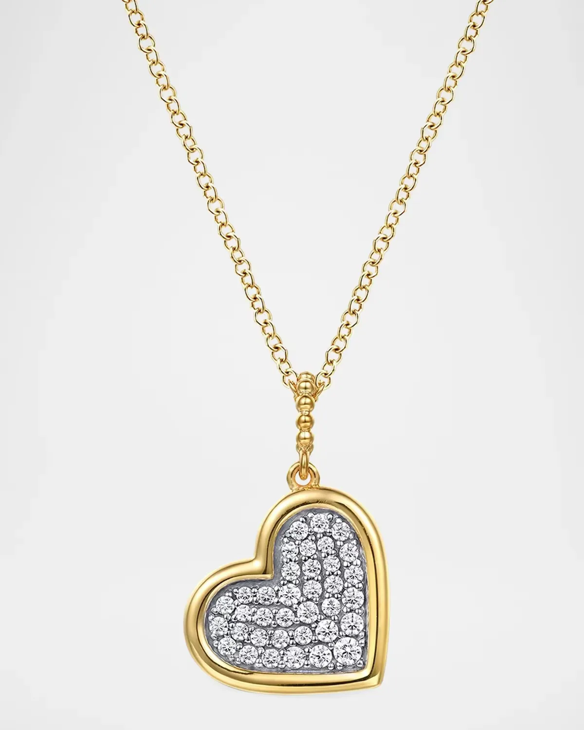 14K White and Yellow Gold Bujukan Diamond Pave Heart Pendant Necklace by Gabriel