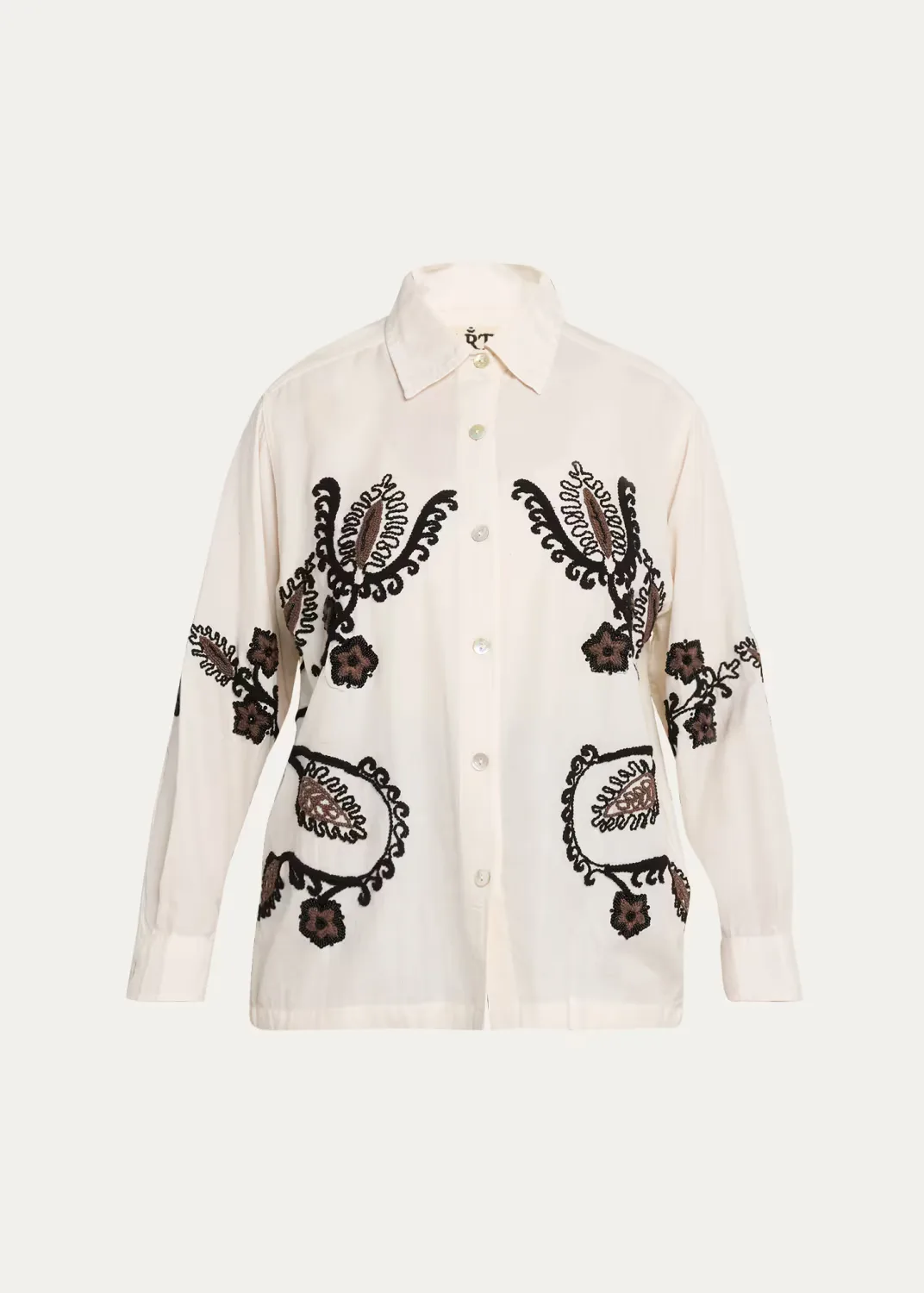 Embroidered Knot Long-Sleeve Shirt