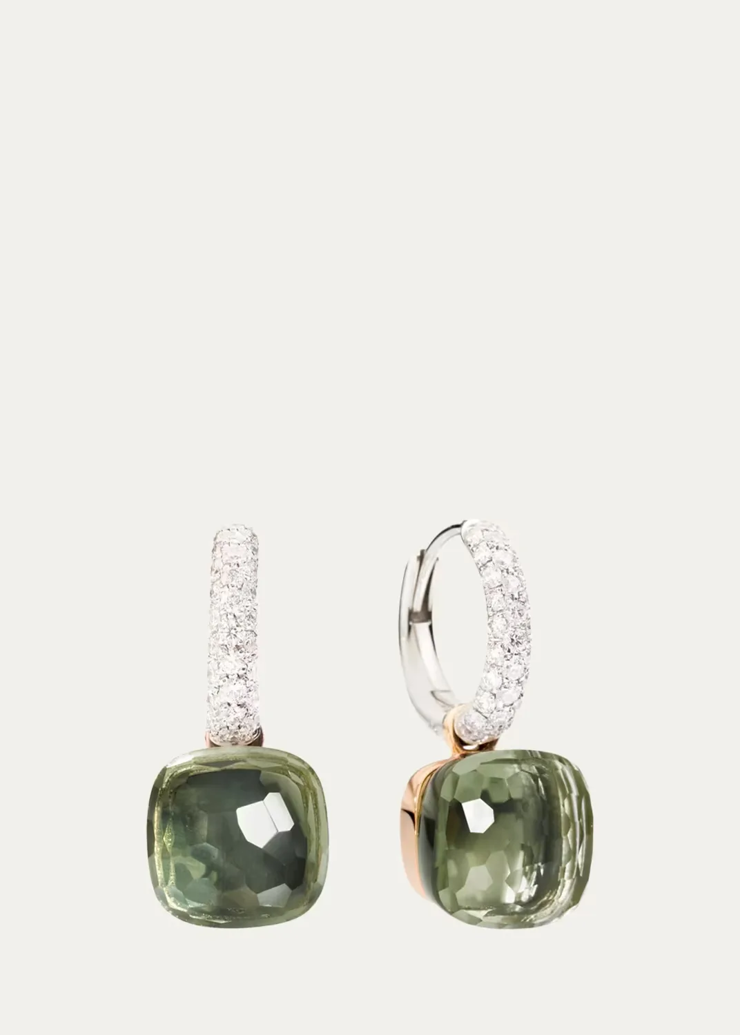 Nudo 18K Rose Gold, 0.30 TCW Diamond, Prasiolite Drop Earrings by Pomellato