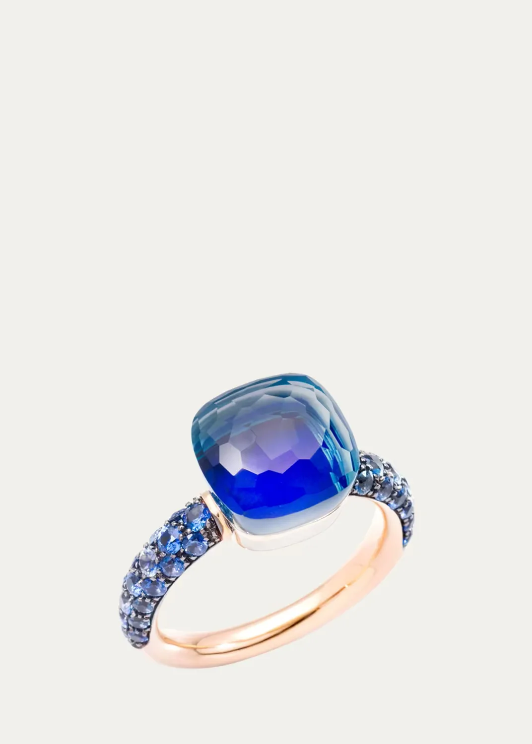Nudo Classic 18K Rose Gold Ring with London Blue Topaz, Lapis and Sapphires by Pomellato