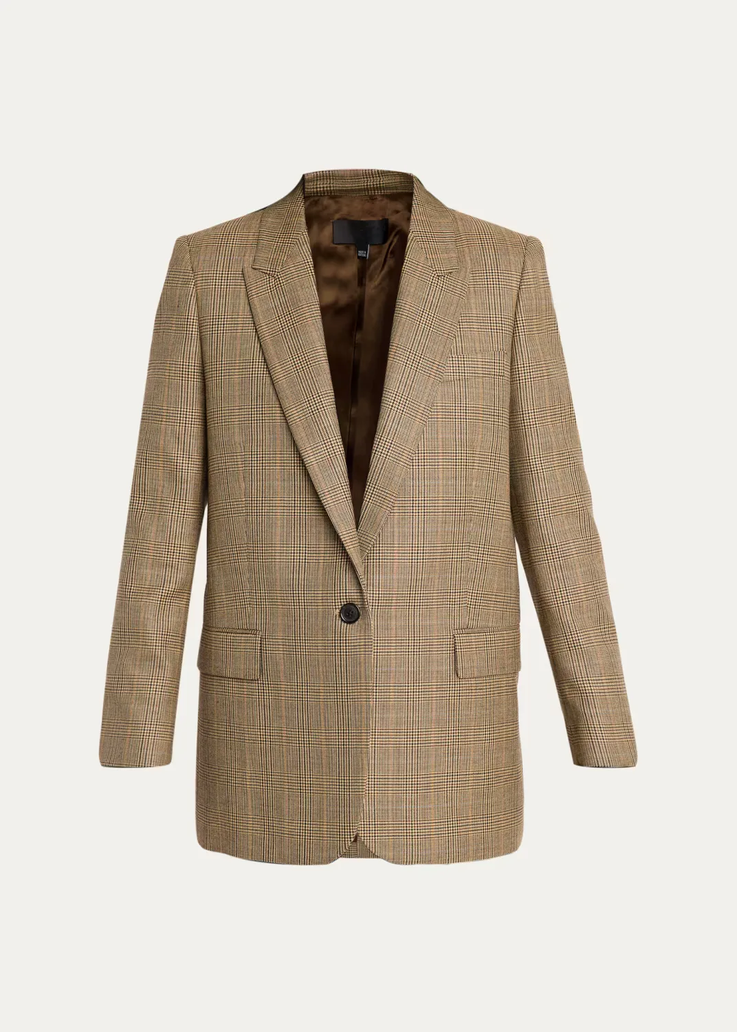 Diane Check Wool Single-Breasted Blazer Jacket