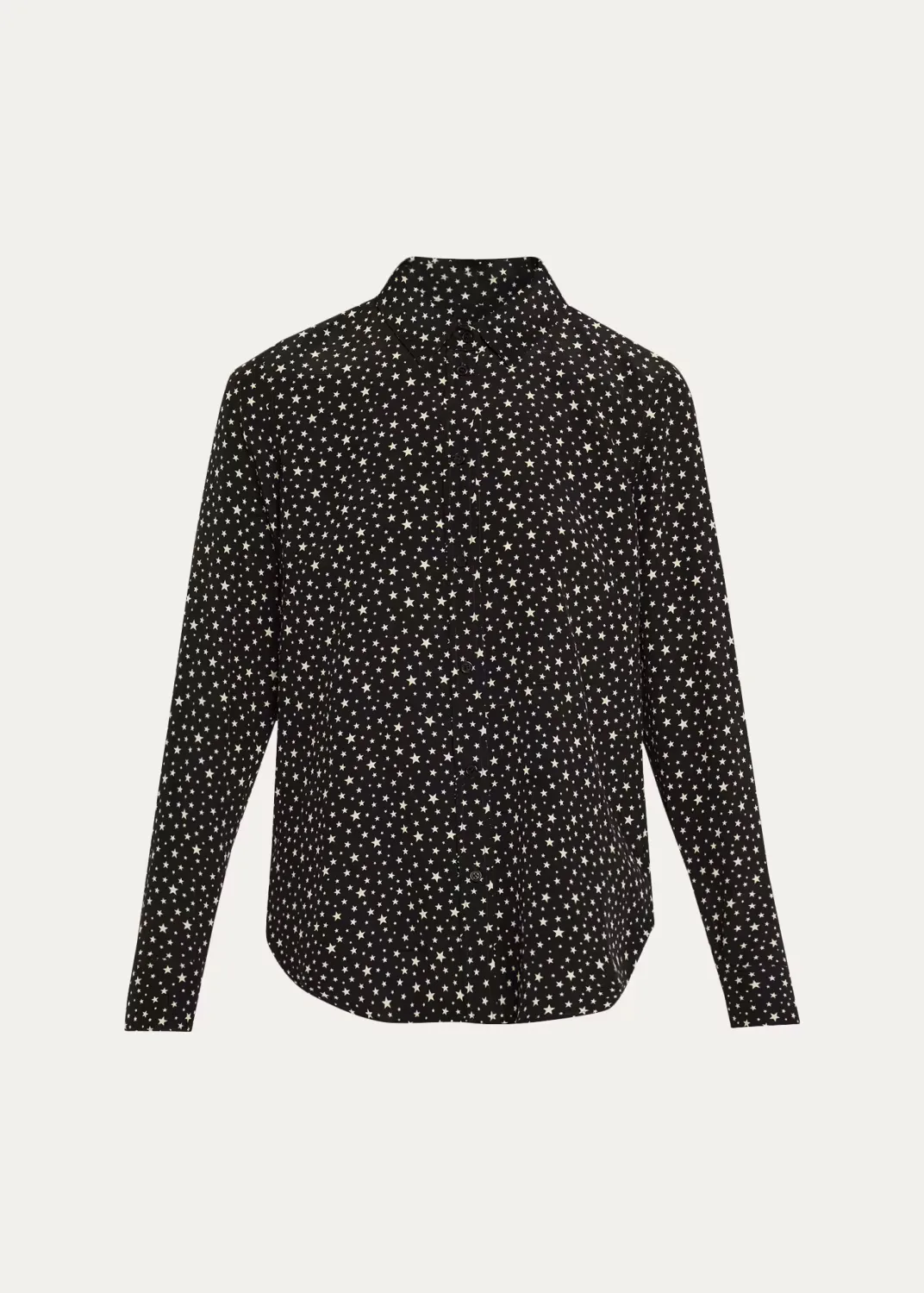 Spotted Silk Button-Down Blouse