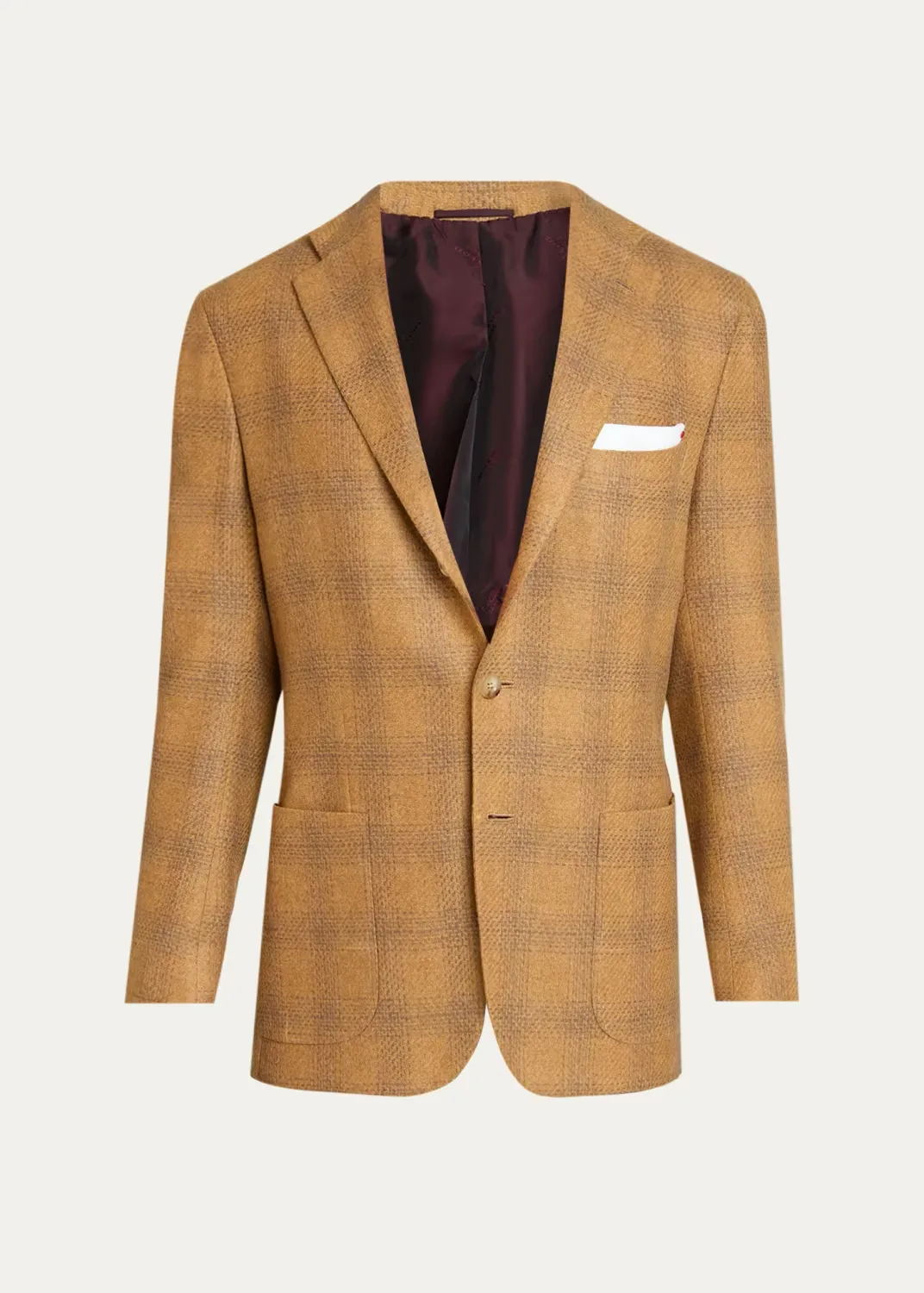 Plaid Cashmere Single-Breasted Sport Coat
